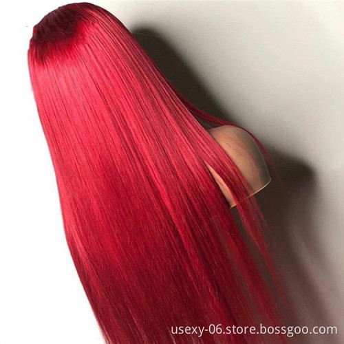 wholesale human pre plucked 613 hd closure frontal color wigs human hair red wig swiss hd lace front raw indian hair wigs